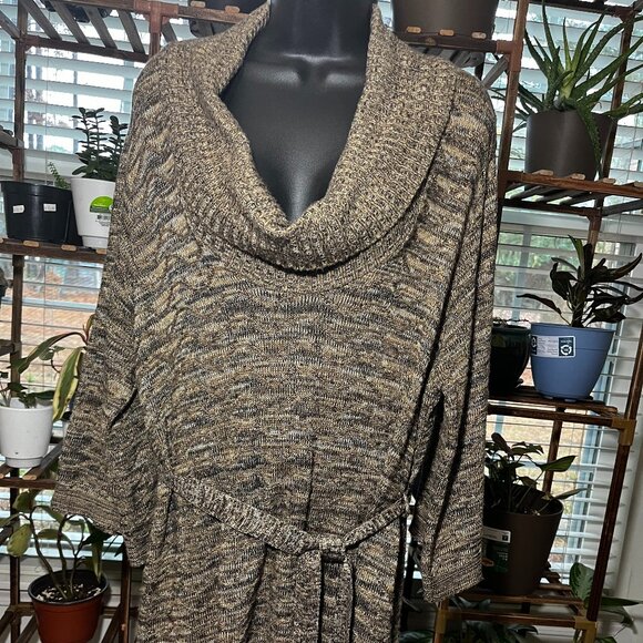 Lane Bryant Sweaters - Lane Bryant Brown Marled Cowl Neck Belted Sweater Acrylic Women 18/20